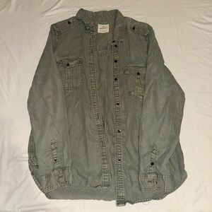 American Eagle Outfitters Green Button Down Shirt